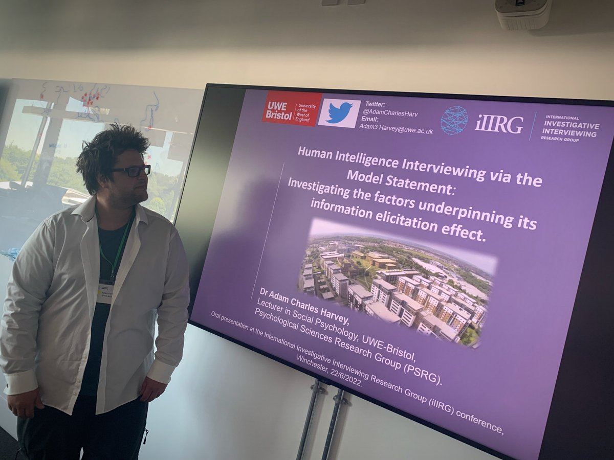 Great presentation by Dr Harvey from <a href="/UWEBristol/">UWE Bristol</a> examining human intelligence interviewing via the Model Statement #iIIRG2022