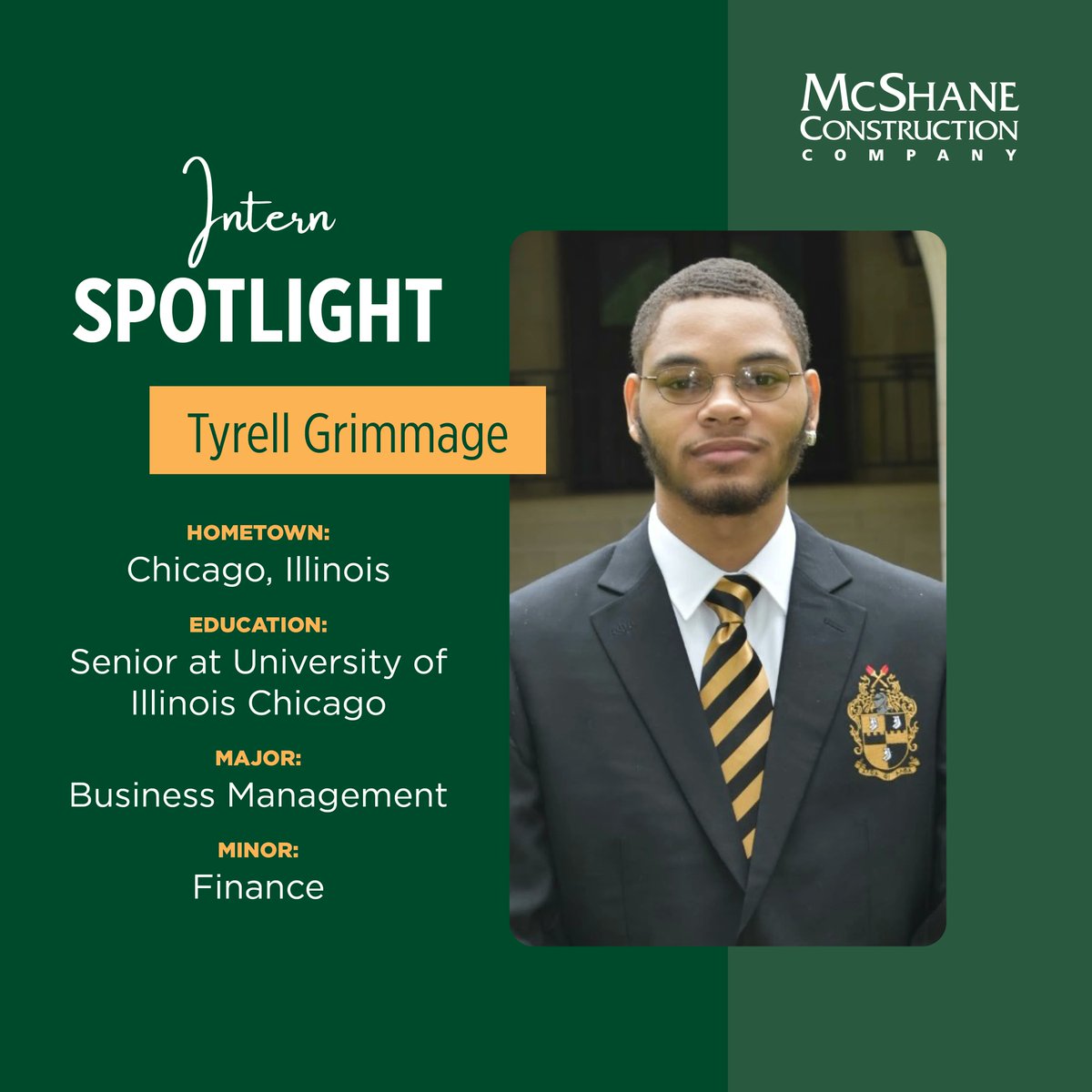 McShaneTweets's tweet photo. Next up on our #InternSpotlight is Tyrell Grimmage, a senior at @thisisUIC. Tyrell is interning at our Corporate Headquarters in Chicago and is working with our multi-family team this summer.
#MCCMidwest #SummerInterns #ConstructionInterns https://t.co/C51Jq3Cf9o