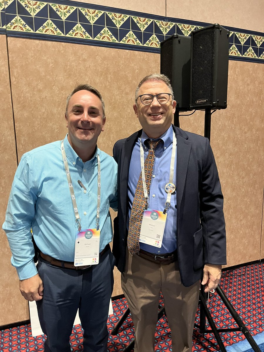 stacy_schmit's tweet photo. Making connections - @MCSDFlorida New Deputy Superintendent @MichaelMaine17 with Renowned Author/Education Thinker/  @Learn_Sci Michael Toth #BE2022 https://t.co/0k8fFSgUrT