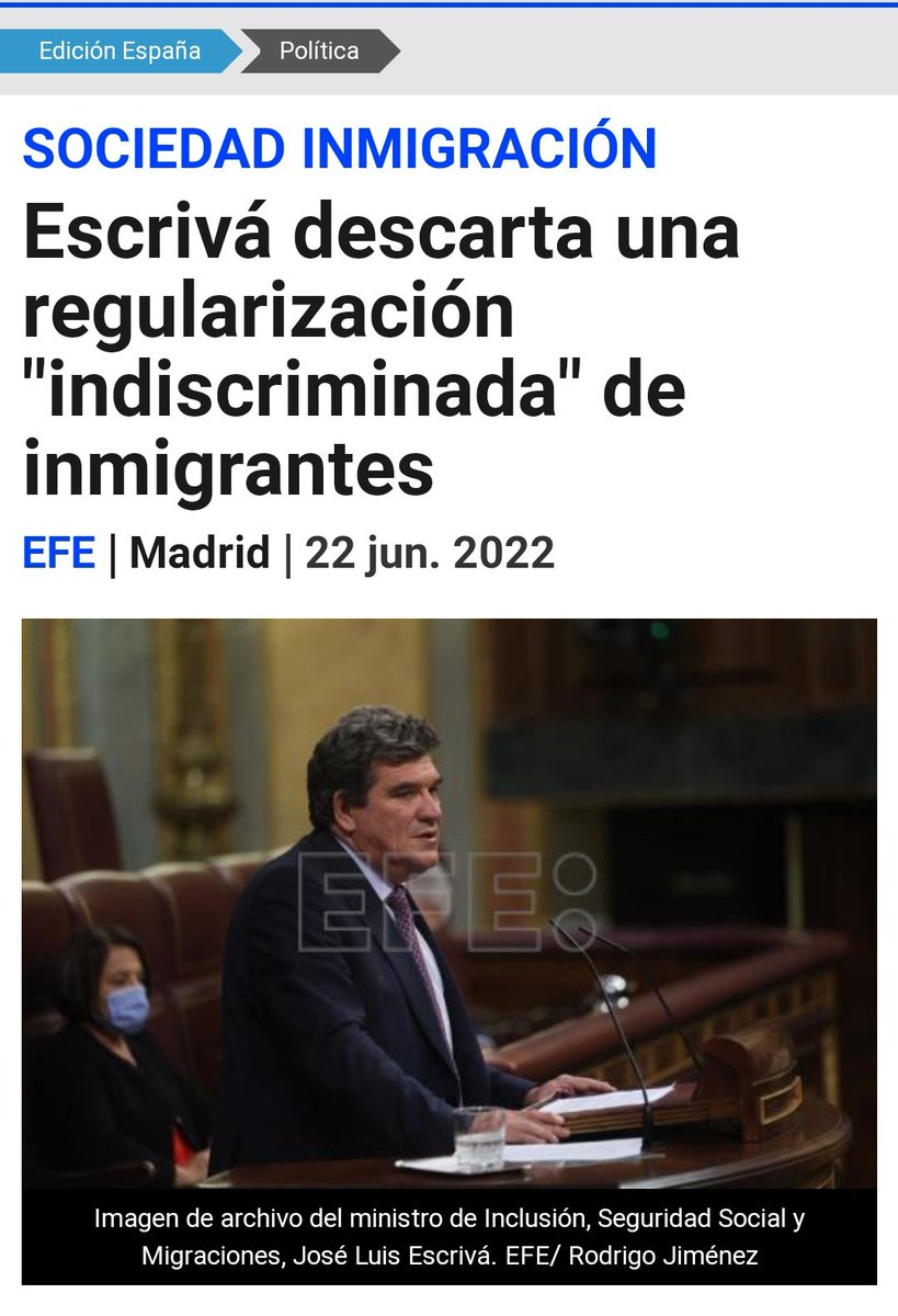 RegularizacionY's tweet photo. Lo que es "indiscriminado" @joseluisescriva, es su discurso criminalizador de la migración.

Mida sus palabras para que no le señalemos su #RacismoInstitucional 
Pierda el miedo, sea valiente, es de lo único de lo que no se arrepentirá jamás.

Hay 500.000 personas sin Derechos❗ https://t.co/jgOMftzn9g