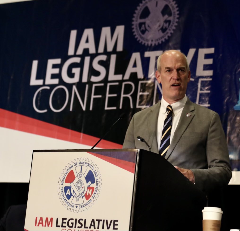 IAM_Union's tweet photo. “A reliable domestic supply of aluminum is vital to national security” - @RepRickLarsen speaks to #IAMLegConf about getting Intalco aluminum smelter powered and IAM members back to work! #SaveIntalco https://t.co/arnw07du6f