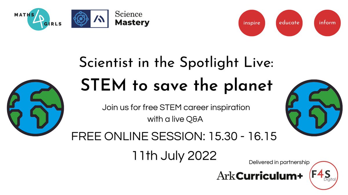 ScienceMastery's tweet photo. Are your students passionate about climate change?

Our webinar, in partnership with @maths4girlsuk, looks at what careers this can cover, and how they can get involved.

Register: https://t.co/7FJHVoqp8H

@Founders4School #STEM #SciEd https://t.co/k6fWcxBEbK