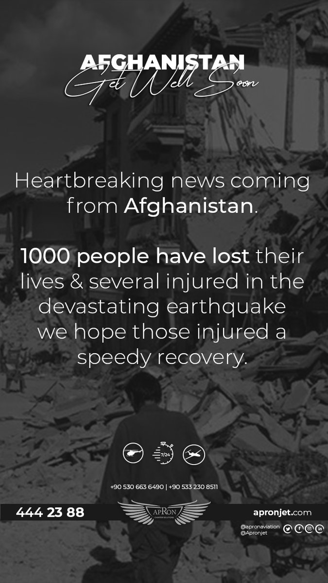 Heartbreaking news coming from #Afghanistan
1000 people have lost their lives&amp;several injured in the devastating #earthquake we hope those injured a speedy recovery
#Afganistan'dan yürek burkan bir haber geldi.Yıkıcı #deprem'de bin kişi hayatını kaybetti ve çok sayıda yaralı var.