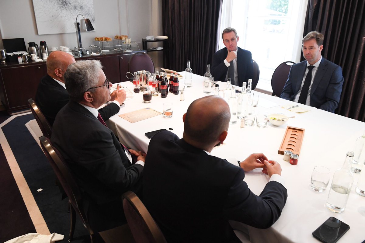 fathi_bashagha's tweet photo. Productive meeting with UK Parliamentarians @Tobias_Ellwood & Lord Bridges.
We discussed the importance of our two countries working together on issues of counterterrorism and tackling the migration crisis. My #RoadmapToRecovery provides a clear plan for this. #LibyanSolution https://t.co/oK4EASa1e6