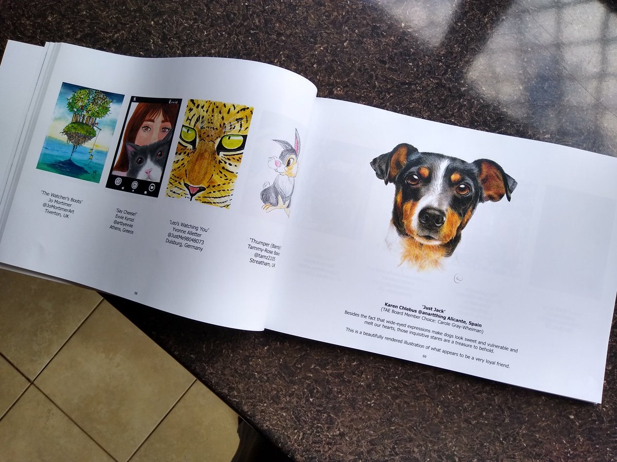The @twitrartexhibit 2022 brochure arrived today and what an impressive book it is crammed with wonderful Artwork to be sold at the weekend in aid of the Encephalitis society charity and I'm so proud my entry is displayed on page one  looks like there will be some perusing later