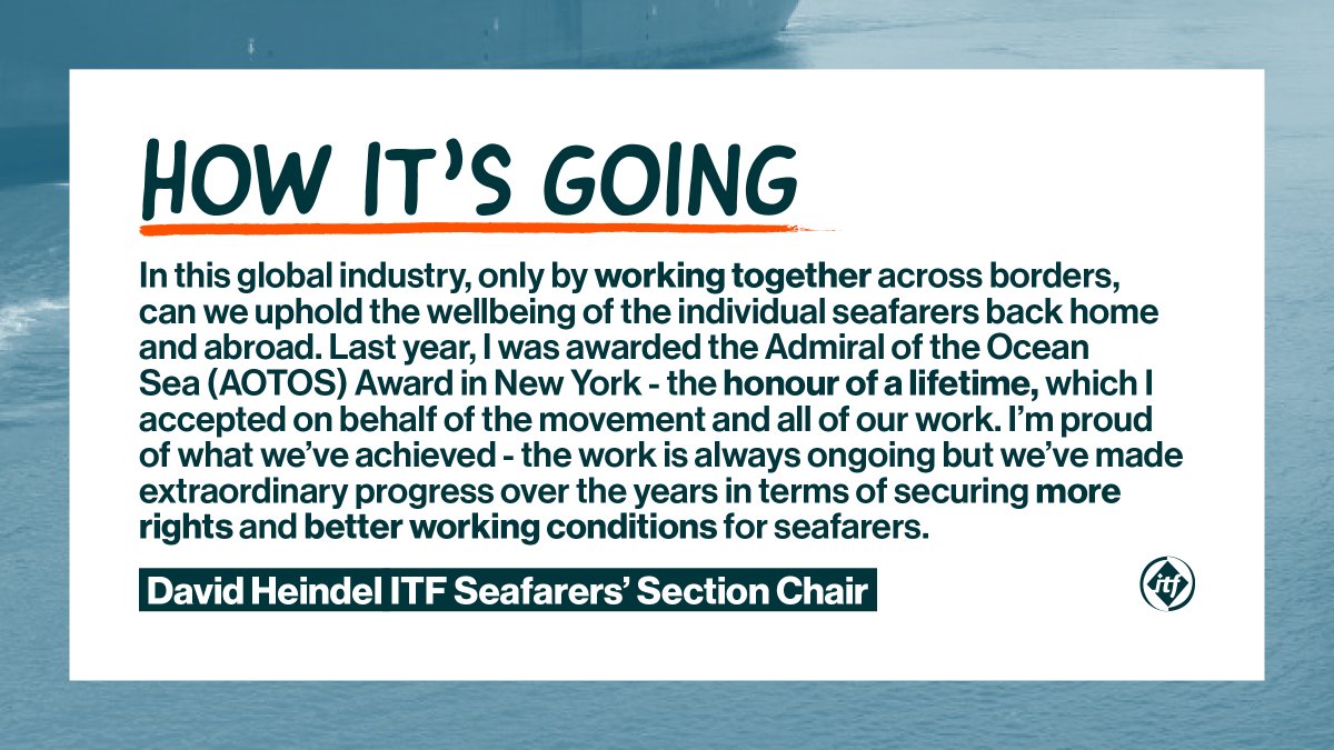 ITFglobalunion's tweet image. Dave Heindel's #SeafarerJourney has taken him from the engine room of deep sea ships, all the way to being a powerhouse for positive change for seafarers nationally and globally w/@SeafarersUnion

You can share your seafaring voyage, too 👉 bit.ly/seafarerjourne…
#ITFSeafarers