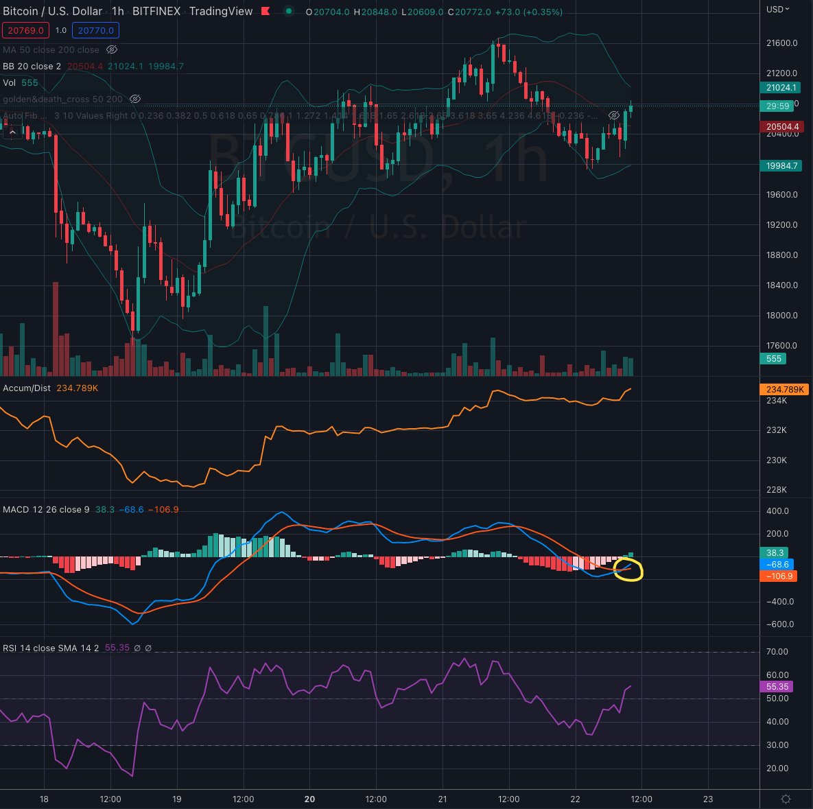 CryptoChartStrm's tweet image. #BTC #Bitcoin [Hourly Chart] Bullish MACD cross 👀