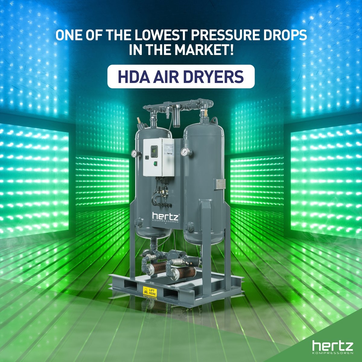 HDA Heatless Desiccant Dryers are equipped with very special valves and desiccants in order to perform very well and have one of the lowest pressure drops available in the Market.

#hertzkompressoren #aircompressor #tools #compressor #industrial #screwtypecompressor