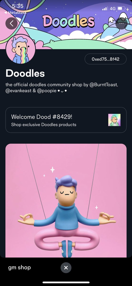 LsonLs1's tweet photo. Gm by @shop is looking clean, @doodles can’t be stopped thank you @Shopify for providing this amazing platform for nft merch https://t.co/yk5zJki1kp