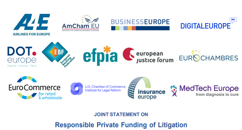 Eurochambres's tweet photo. In a joint declaration with other leading European business organisations, we argue for the introduction of a #regulatoryframework for third party #litigationfunding. This is the logical next step following the adoption of the collective redress directive.
https://t.co/Ml5WtQiWid https://t.co/6iF9L8A0aO