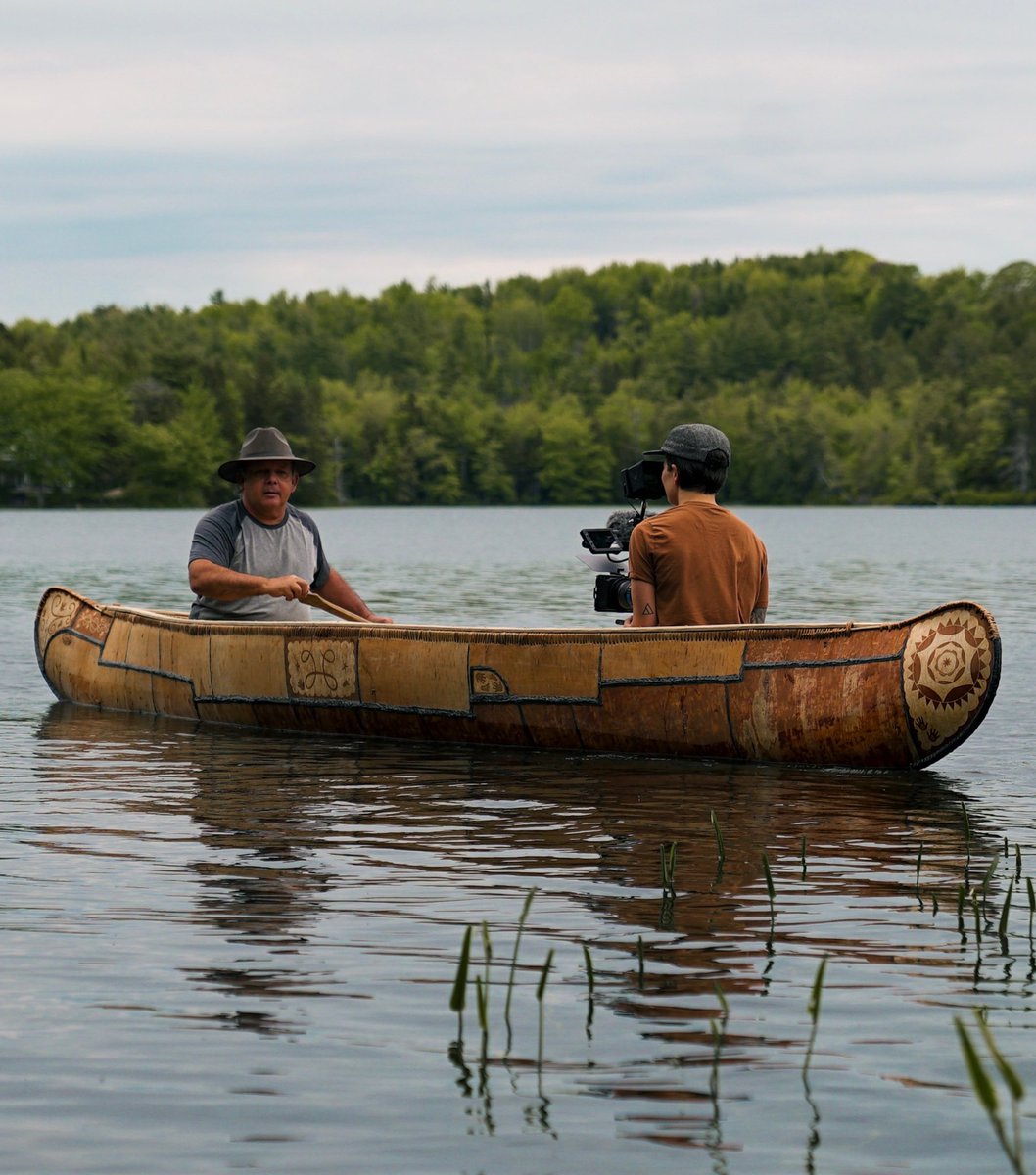 MirrorImageMed's tweet photo. Behind the scenes with @toddlabrador77, an internationally known Mikmaq artisan/birch bark canoe builder for a video series with @canoe_2022 https://t.co/XKgGZVqGBZ