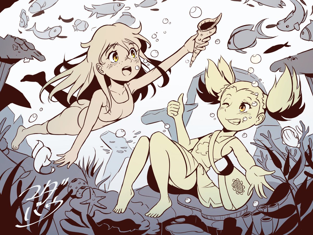 madabauillust's tweet photo. An underwater commission from @Aurora_Barenzu, thank you!
They're such cute sisters 💖 https://t.co/3LPm4HutoT