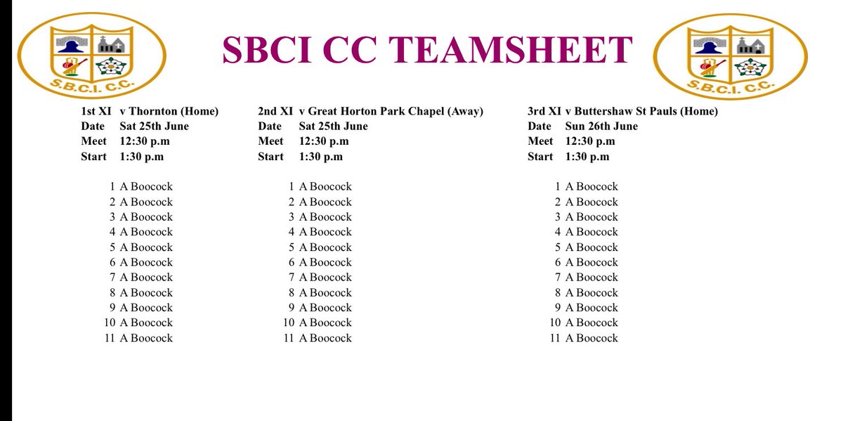 SBCI_CC's tweet photo. Team news for the weekend. 💔 https://t.co/YlIjrGzCh4