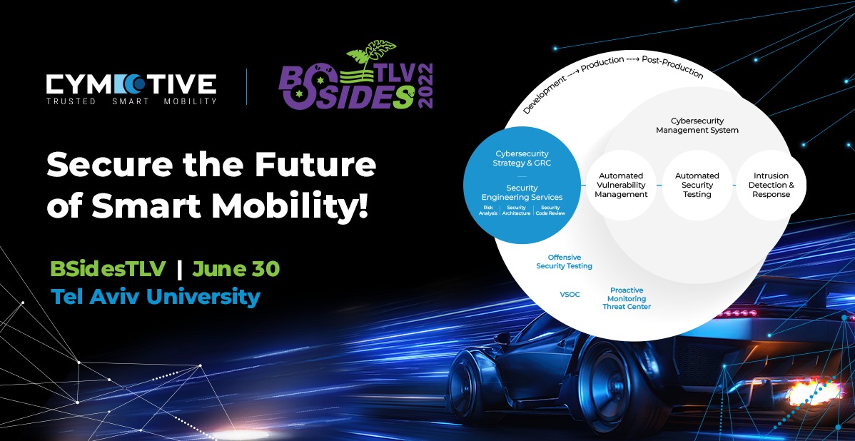 Attending #BsidesTLV? Look for Cymotive and talk to us if your interest lies in securing the future of #smartmobility #electricvehicles #autonomousdriving #softwaredefinedvehicle #werehiring