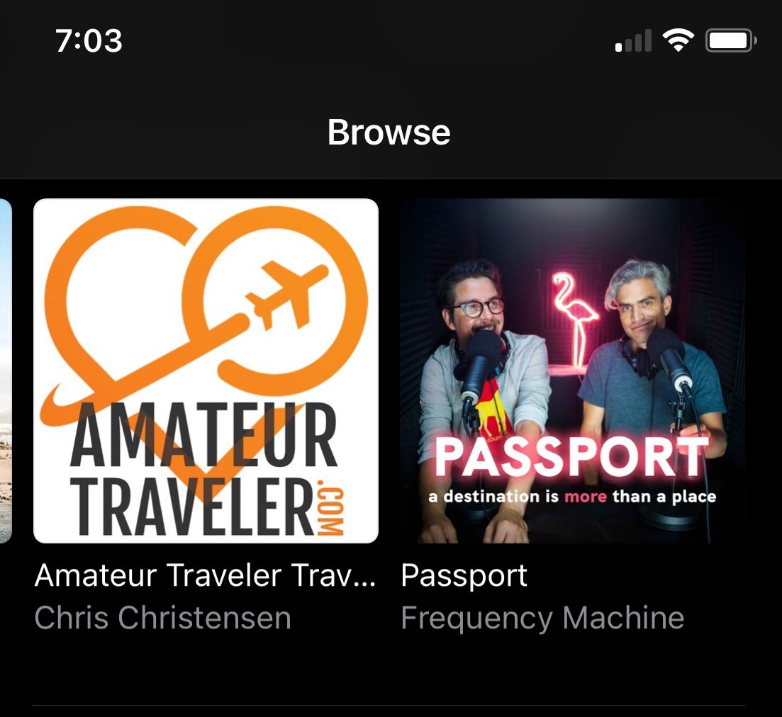 FMPodcasts's tweet photo. Double feature!  Two shows in @ApplePodcasts featured list. This is how you come out swinging.   #CercaTravel  #PassportPodcast  @cerca_travel https://t.co/yl2xs6bamy