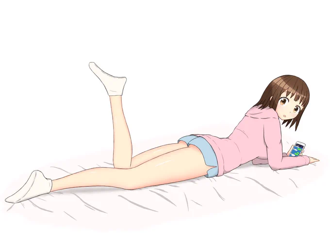 【再掲】くつろぐ彩乃ちゃん#イラスト #うちの子 #過去絵 