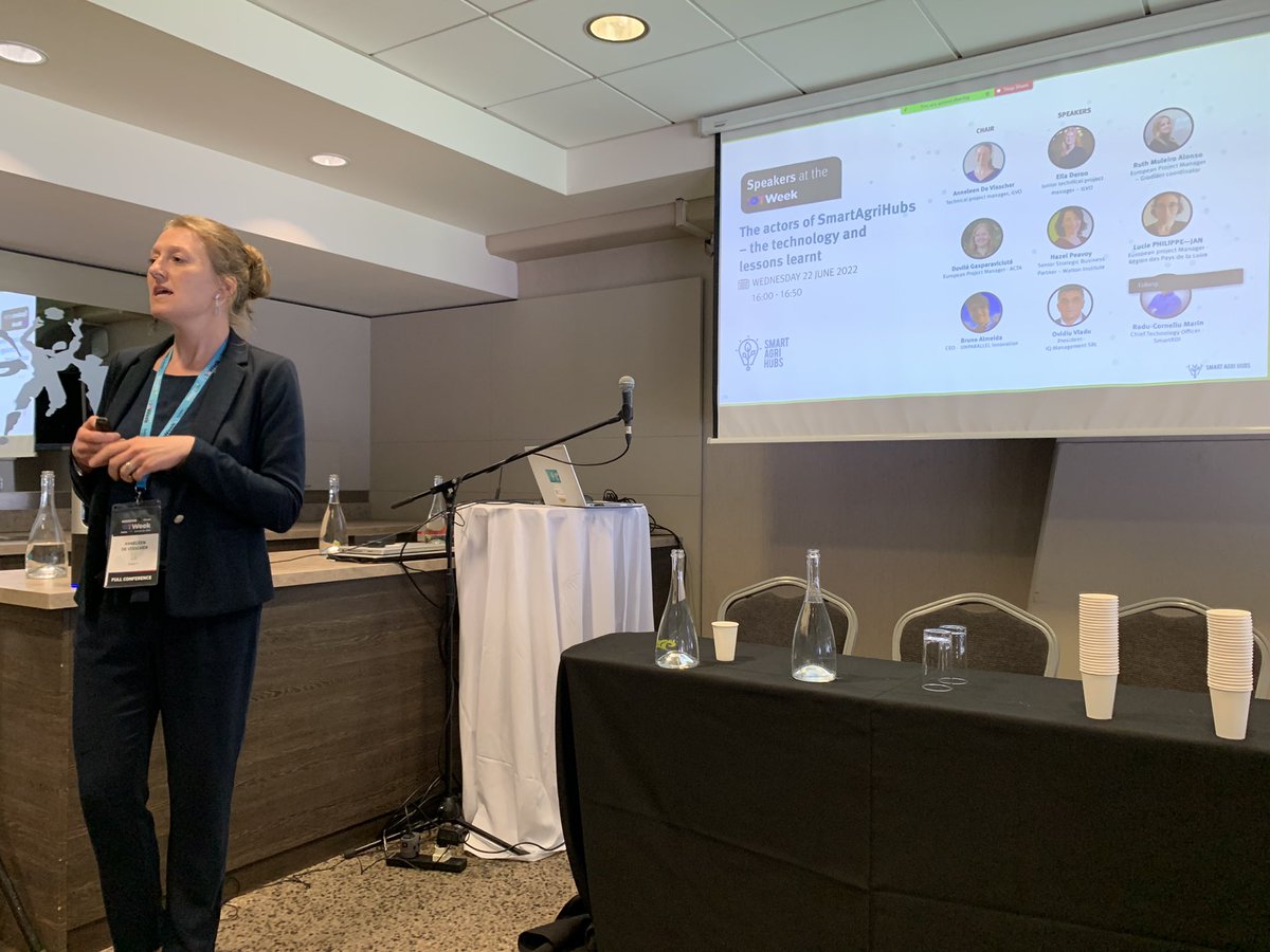 HSundmaeker's tweet photo. Great to listen to @SmartAgriHubs #InnovationExperiments with 131 reusable components - there will be a tool to get more info &amp; access - workshop at the #IoTWeek2022 , chaired by @AnneleenDV https://t.co/wEG6X7DVzl