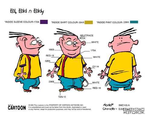 Man, I'm still nerding out about the sheer brilliant cartooning of Ed Edd &amp; Eddy. Look how much personality is crammed into the default pose, even in the turnarounds! 