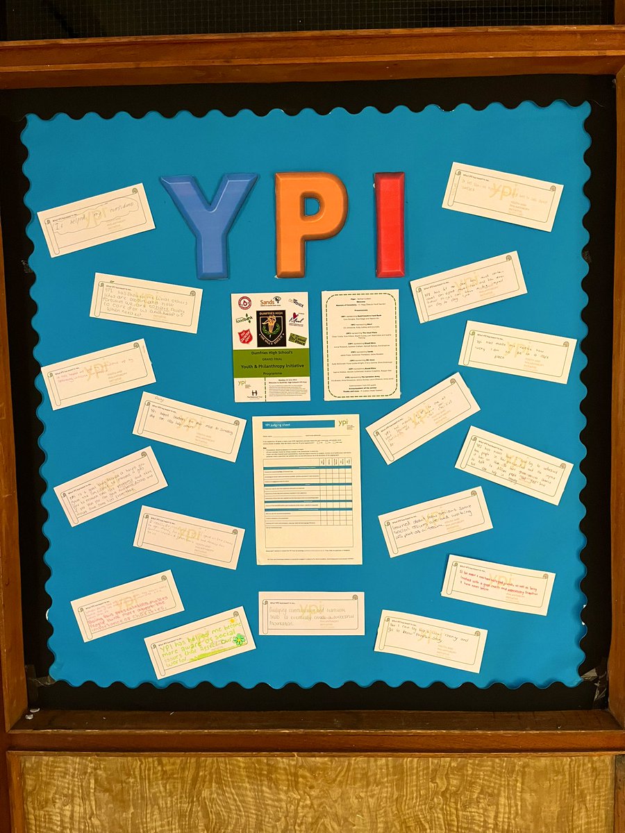 Dhs_BusDept's tweet photo. Newly updated @ypi_scotland notice board in the department after this weeks incredible grand final! Huge congratulations to the winning group who pitched for SANDS! #ambition #respect https://t.co/zmUsMx90VA