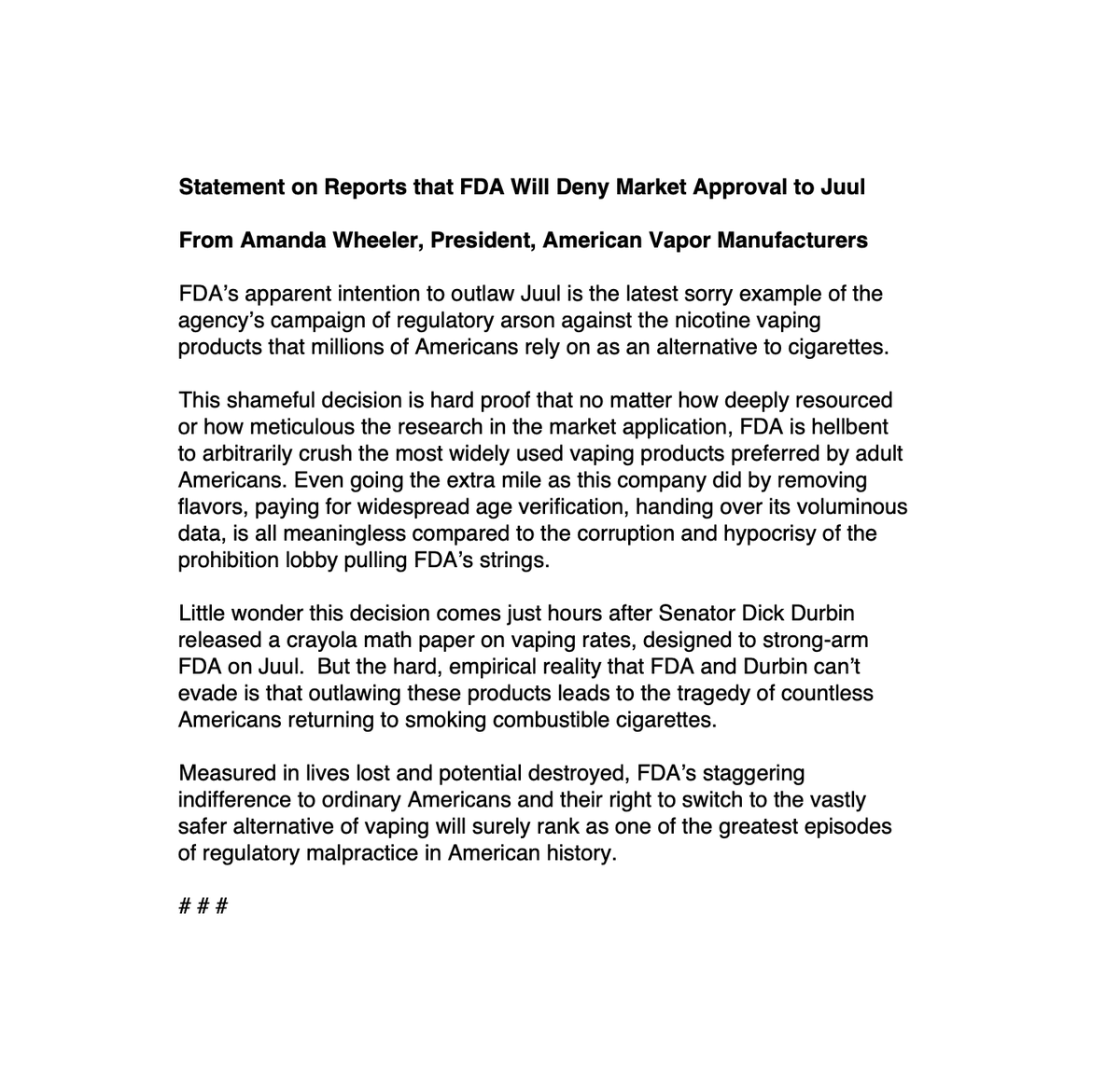 VaporAmerican's tweet image. 🚨
Our statement on FDA’s latest disgrace.