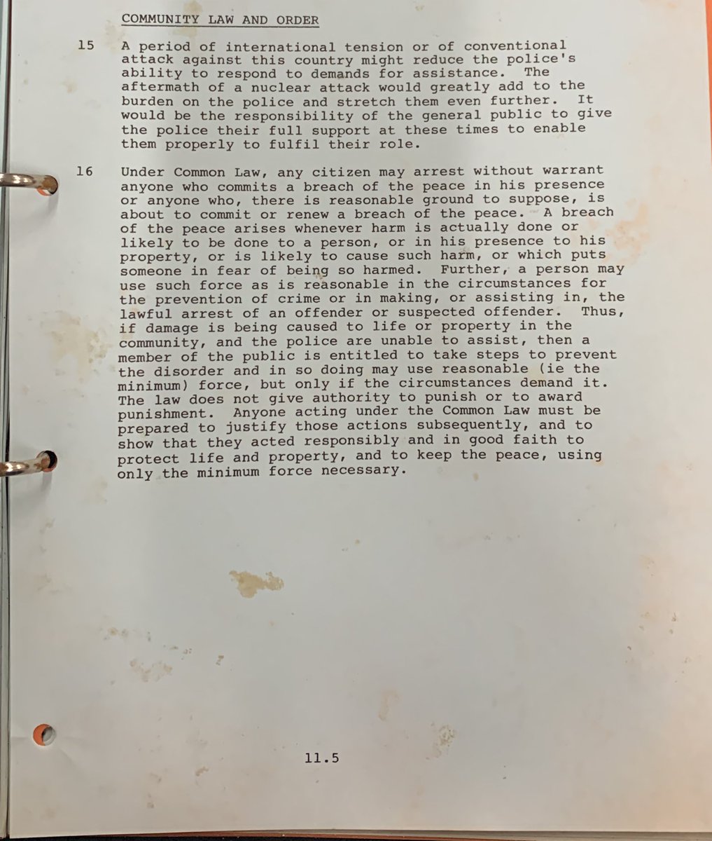 I wouldn’t look forward to members of the public deciding what they consider “reasonable force” in maintaining law and order. Scary! #nuclearwar #coldwar #emergencyplanning