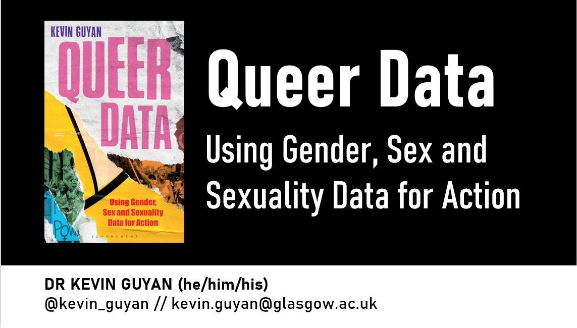Suoman's tweet image. .@kevin_guyan will be presenting his vital work on #QueerData. 

With the expansion of data collection, we see a proliferation of administrative data about queer communities, rather than the collection of data *for* queer communities. #DataPower2022