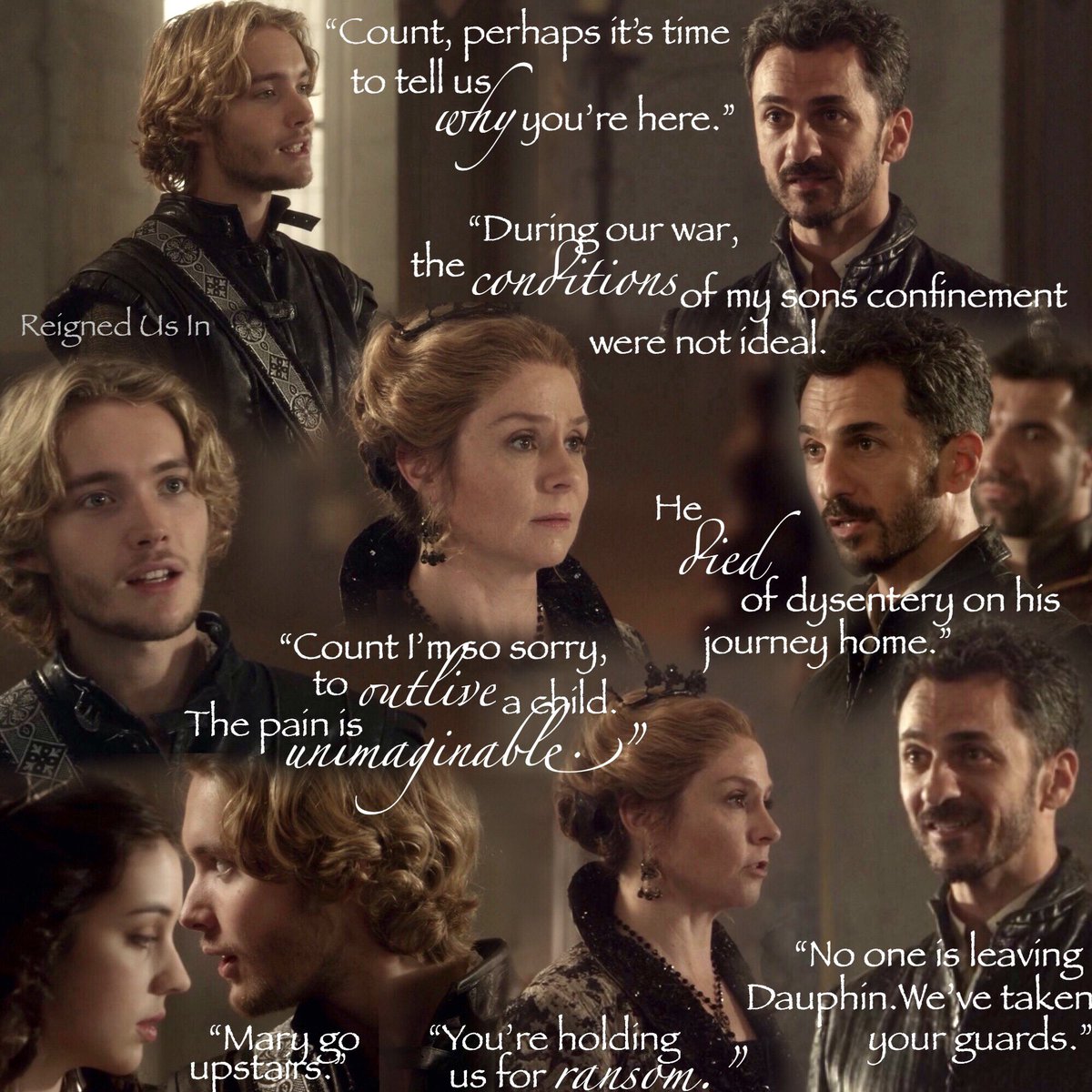 ReignedUsIn's tweet photo. “You’re holding us for ransom.” 🤨
#tobyregbo #meganfollows #adelaidekane #michaelaronov #Reign #CWReign #netflix https://t.co/ZY6IEwKVKt