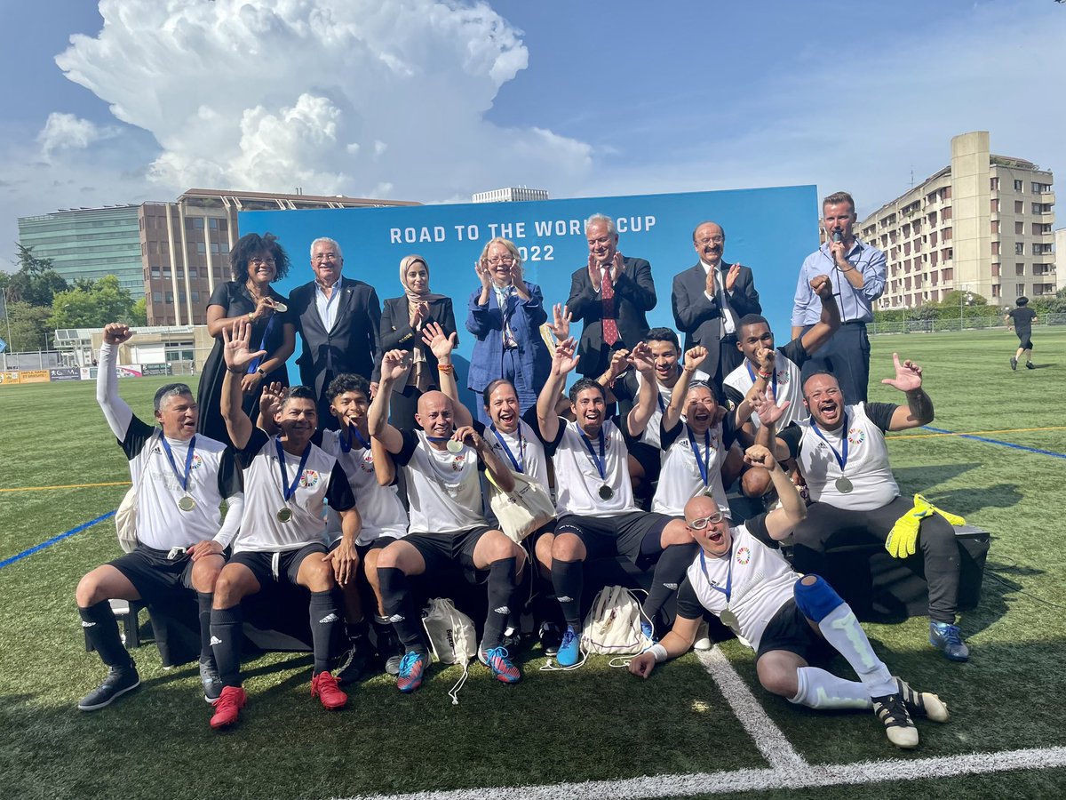 UN_Valovaya's tweet photo. Congratulations to North, Central America &amp; Caribbean States for winning “Road to the World Cup”, a football tournament organized by @QatarMission_Ge in close collaboration with @GenevaImpact &amp; @UNGeneva FootballClub to mark the upcoming World Cup in Qatar. #RoadToTheWorldCup2022 https://t.co/iiMc1drPRM
