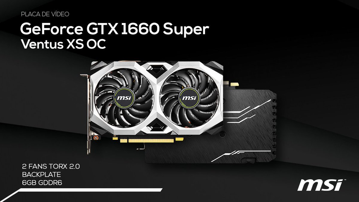 Hardstore's tweet photo. Equipada com duas fans Torx 2.0, backplate e excelente construção, a MSI GeForce GTX 1660 Super Ventus XS OC entrega confiabilidade e desempenho para gamers exigentes.

➡ Garanta a sua: https://t.co/W0A1bOvX5V https://t.co/czPx8kv89w