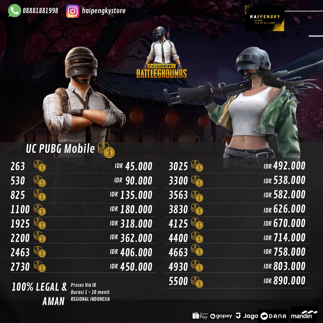 pepengky's tweet photo. Update harga terbaru top up all game
Mobile legend diamond - uc pubg mobile - diamond free fire - genesis crystal genshin impact
Order bisa ya atau wa 08881881998
Legal100%
Termurah , Proses cepat , Fast respon
#topupmobilelegends #topupgenshinimpact #topupfreefire #topupgame https://t.co/amRsvIrte7