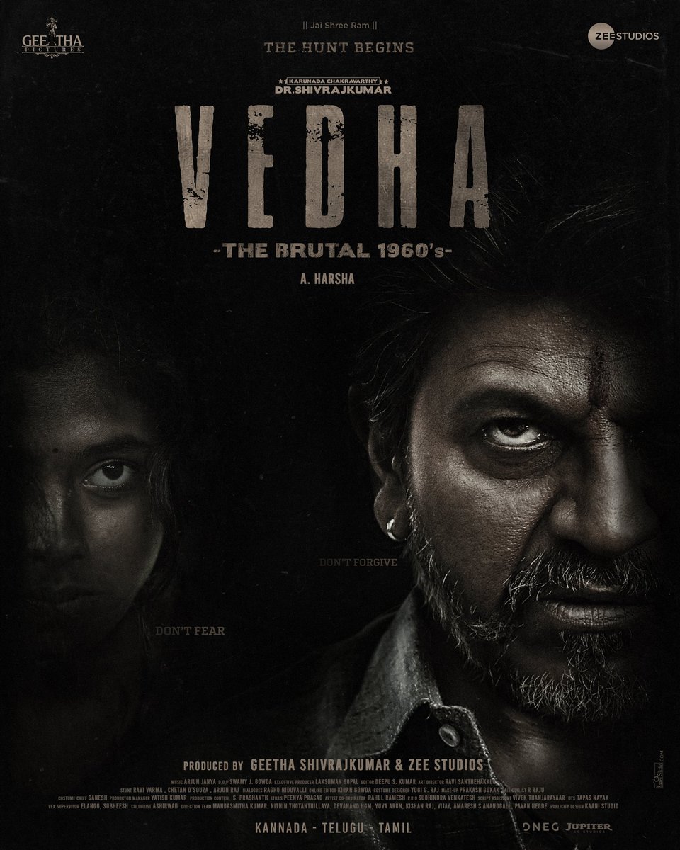 Witness the first Motion Poster of the Brutal 1960's #Vedha youtu.be/EQ5Hq2YAp_k @NimmaShivanna @ArjunJanyaMusic @VedhaMovie @GeethaPictures @ZeeStudios_ @letzkit