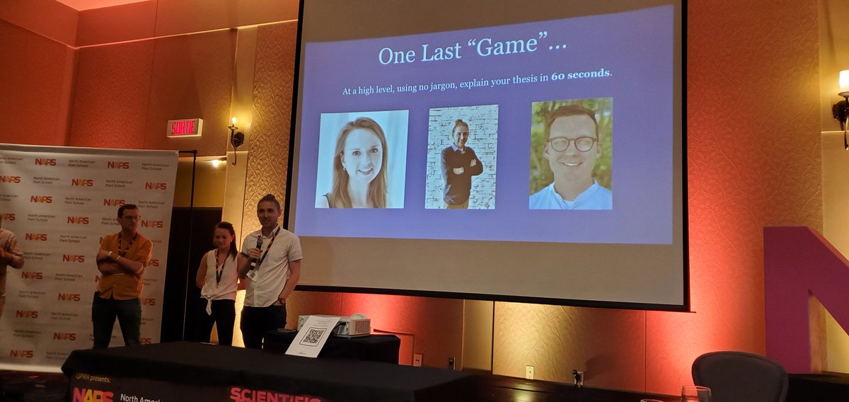 DonDanielOcay's tweet photo. Our lucky #NAPSters @leahthePhDya, @tylernelson406, and @scottravyts were chosen to present their thesis in 60, 30, 15, and 5 seconds 😳
#NAPainSchool https://t.co/nrsp816p1U