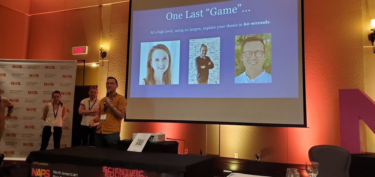 DonDanielOcay's tweet photo. Our lucky #NAPSters @leahthePhDya, @tylernelson406, and @scottravyts were chosen to present their thesis in 60, 30, 15, and 5 seconds 😳
#NAPainSchool https://t.co/nrsp816p1U
