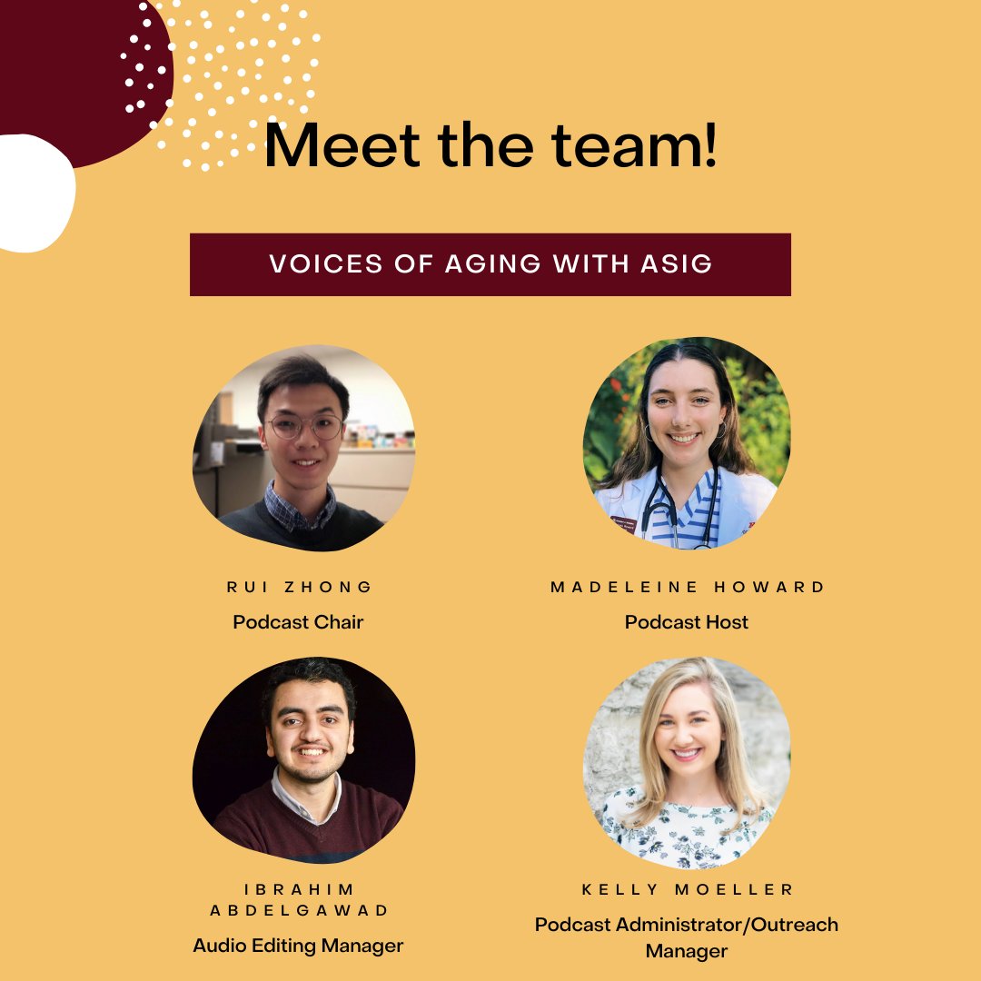 VoicesOfAging's tweet photo. Voices of Aging with @asigumn has a new Twitter account! Make sure to follow for updates on our upcoming episodes. If you'd like to get to know the podcast team, check out this episode featuring three of us here: https://t.co/oco67oX5Rx @UMNCHAI @PublicHealthUMN https://t.co/ezk2DquJJ5