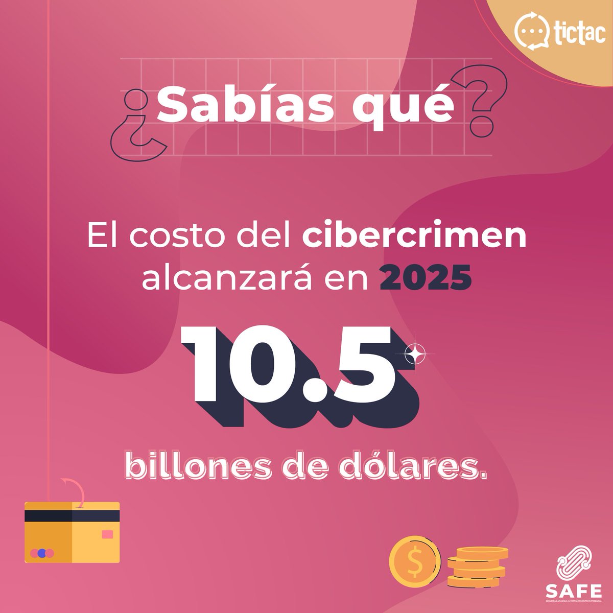 tictac_ccit's tweet photo. ¿Conoces el costo global estimado del #cibercrimen para 2025? 🔒
El programa #SAFE les comparte no solo las tendencias en #Ciberseguridad sino también buenas prácticas para evitar engaños. Los invitamos a que scaneen el código QR y conozcan más 🚀. https://t.co/HtellUNR1e