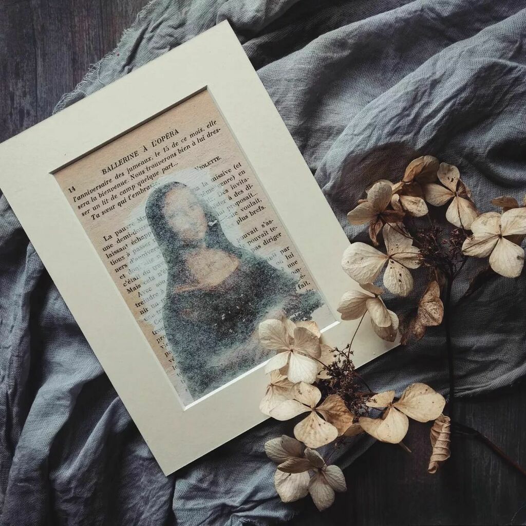 This Mona Lisa image transfer is travelling to the US, but I quickly took a few pics before packing it up. ⁠
⁠
I still love all image transfer techniques and tend to dive in one and then the other in regular and irregular intervals. For this one, I u… instagr.am/p/CfHJN4yNMmR/