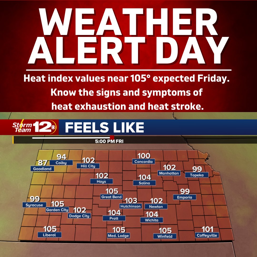 KWCH 12 News on Twitter "WEATHER ALERT Storm Team 12 has issued a weather alert Friday for
