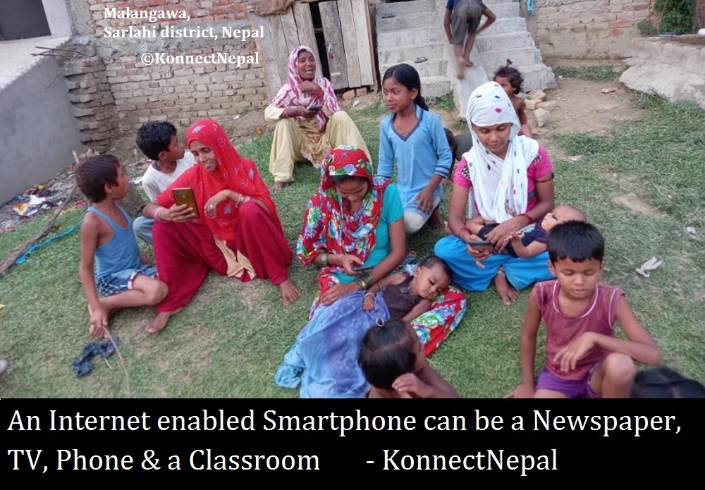 konnectnepal's tweet photo. An Internet enabled Smartphone can be a Newspaper, TV, Phone &amp; a Classroom.
The Smartphone together with the Internet will help the underprivileged.
“The Smartphone is the true weapon of the WEAK”. https://t.co/lzEM4VMTpQ