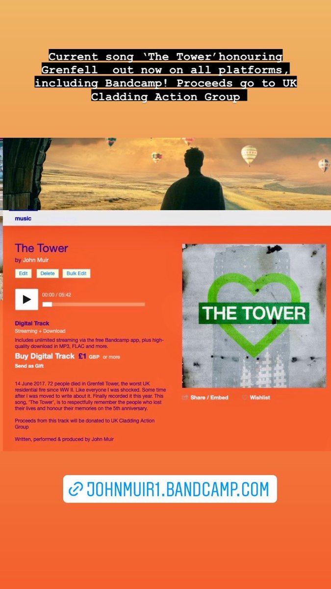 New #Grenfell anniversary tribute song available now on Bandcamp. Proceeds go to UK Cladding Action Group #BuildingSafetyCrisis johnmuir1.bandcamp.com/track/the-tower