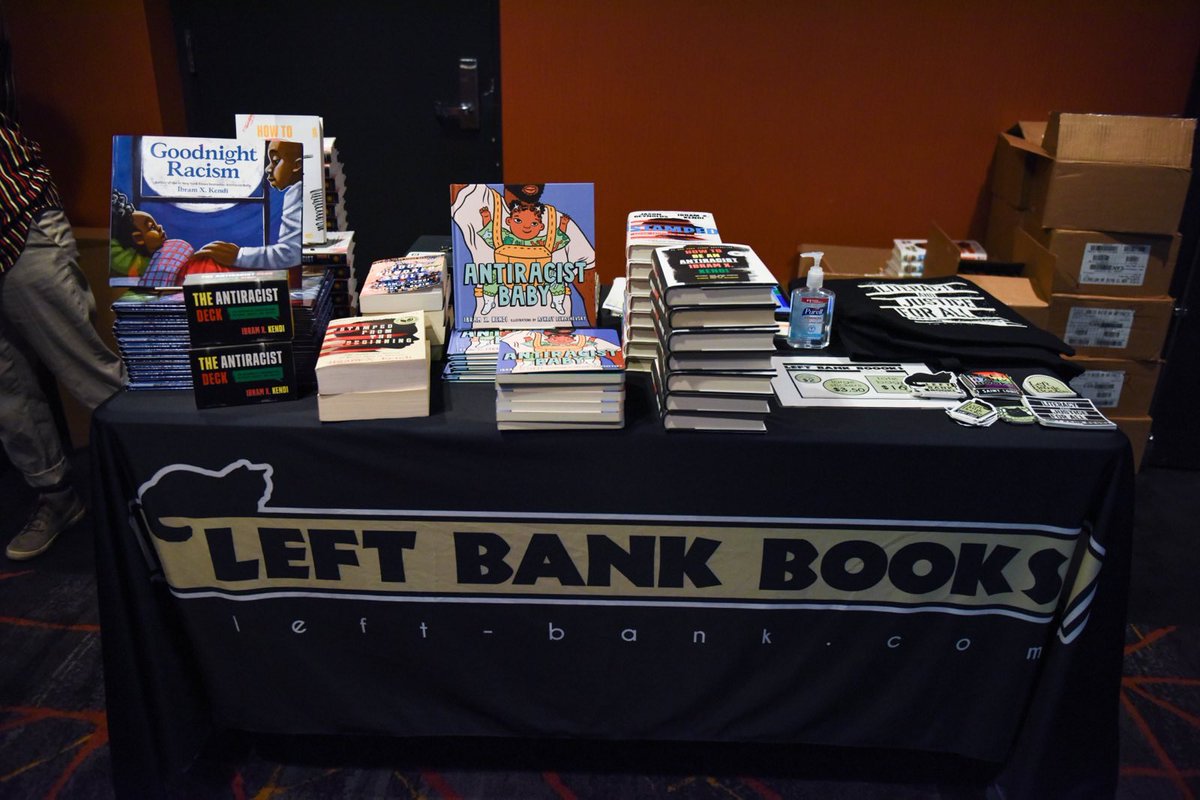 ibramxk's tweet image. My first time meeting in the flesh @cbabibayoc, the illustrator of #GoodnightRacism, was last night in St. Louis! Also my first time reading from #HowToRaiseAnAntiracist. TY @kirabanks for steering a powerful convo, @LeftBankBooks and everyone who packed the @TheGrandelSTL.✌🏾