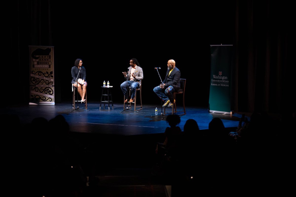 ibramxk's tweet image. My first time meeting in the flesh @cbabibayoc, the illustrator of #GoodnightRacism, was last night in St. Louis! Also my first time reading from #HowToRaiseAnAntiracist. TY @kirabanks for steering a powerful convo, @LeftBankBooks and everyone who packed the @TheGrandelSTL.✌🏾