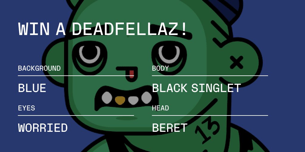 Ledger (@ledger) on Twitter photo Ready to join the horde? 🧟
In honor of #LedgerOp3n, we've got 3 NFT giveaways coming at you - and for our first, we’re giving away a <a href="/Deadfellaz/">Deadfellaz</a>!
Unfurl this thread to learn how you can join the legion of the undead - NFT edition.
T&C: bit.ly/3xys7fu Ready to join the horde? 🧟
In honor of #LedgerOp3n, we've got 3 NFT giveaways coming at you - and for our first, we’re giving away a <a href="/Deadfellaz/">Deadfellaz</a>!
Unfurl this thread to learn how you can join the legion of the undead - NFT edition.
T&C: bit.ly/3xys7fu