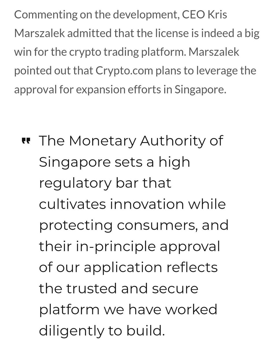 BidiBididia's tweet image. @cryptocom urmează să primească licență  de la Autoritatea Monetară din Singapore.

Doar 14 companii din peste 200 de solicitanți au primit undă verde de la structura rigidă de licențiere #crypto.

#Genesis și #SparrowTech au primit și ele încuviințări de reglementare.