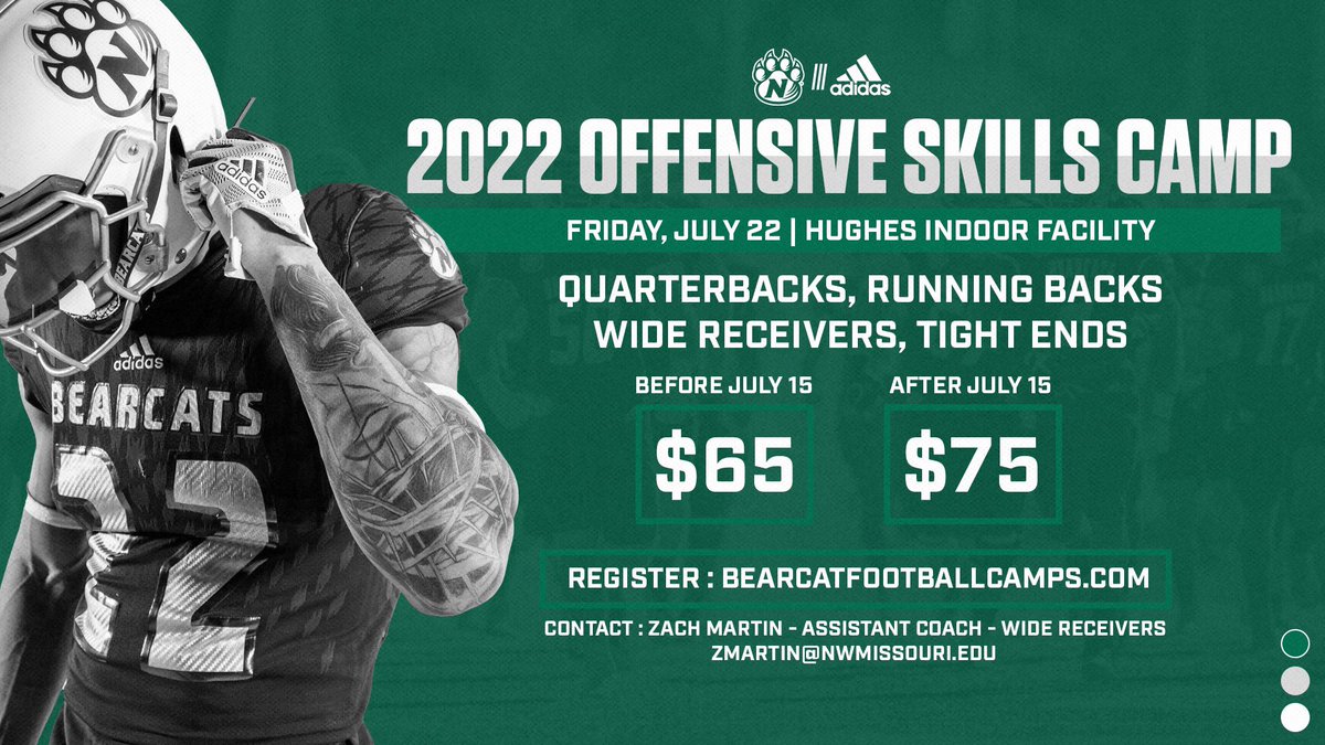 ‼️ One month away ‼️ Offensive Skills Camp - Friday, July 22nd. This is not your typical camp. We are dedicated to making YOU a better football player! There will be an emphasis on the fundamentals of throwing and catching the football! Signup link: bearcatfootballcamps.com/offensive-skil…
