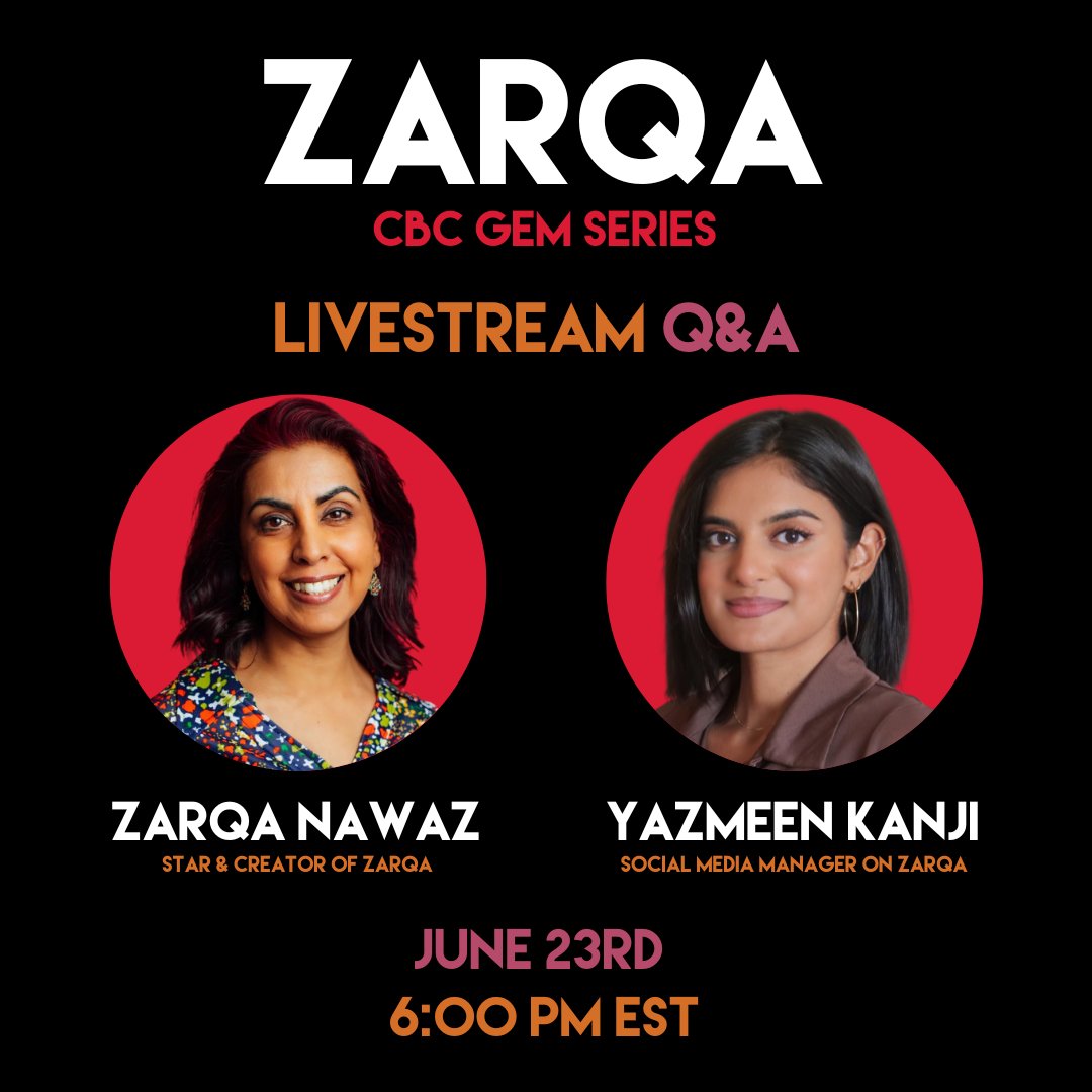 Join us TOMORROW on Instagram Live at 6:00pm EST, for a chat about the @CBCGem series, #Zarqa and ask all of your burning questions! I will be interviewed by emerging Muslim filmmaker, founder of <a href="/FilmsWithACause/">Films With A Cause</a> and Social Media Manager on #Zarqa, <a href="/yazmeen_k/">yazmeen</a>. Don't miss this!