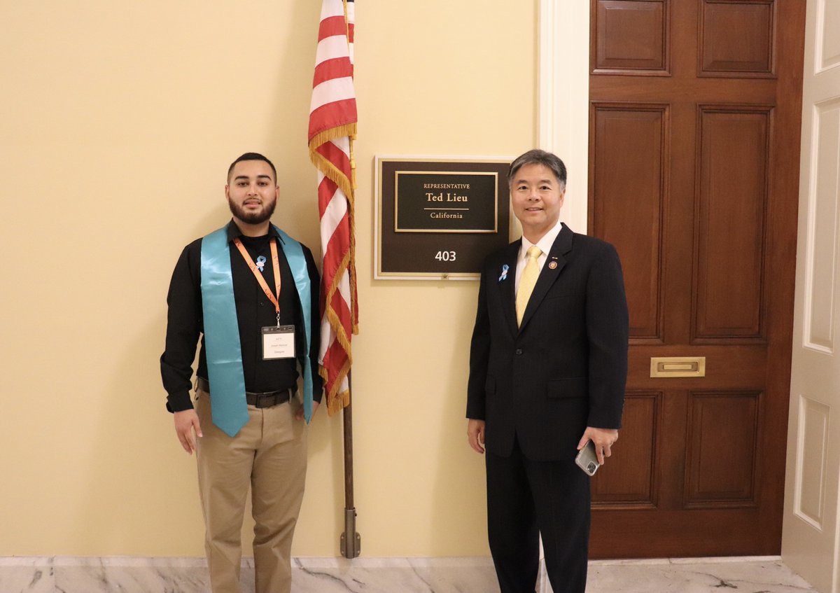 RepTedLieu's tweet photo. Today is one of our favorite days - it's #FosterYouthShadowDay! Honored to host an amazing former foster youth, Joseph, who just graduated from Citrus College and is now heading to Cal State LA. Joseph is #BeyondResilient, and will do amazing things with his future. https://t.co/VljGmCoaxx