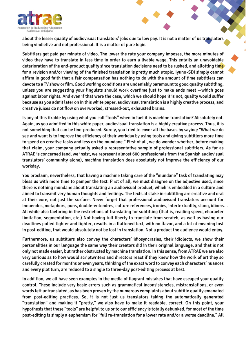 ATRAE_ORG's tweet photo. Respuesta de @ATRAE_ORG al comunicado de @iyunosdi.

Os recomendamos que lo leáis en nuestra página web: https://t.co/2QfblnVBDh

---

Open letter to @iyunosdi on behalf of @ATRAE_ORG. https://t.co/ucpMlC0fD6