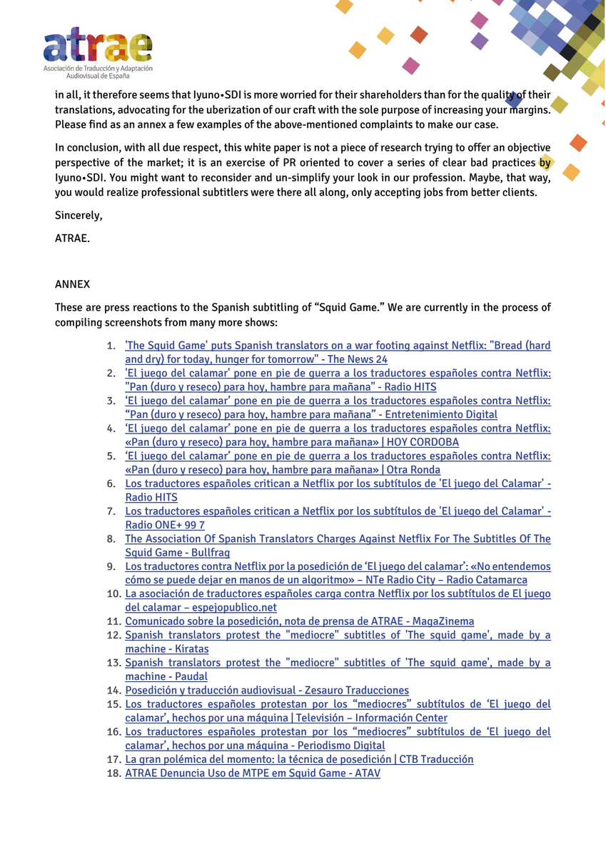 ATRAE_ORG's tweet photo. Respuesta de @ATRAE_ORG al comunicado de @iyunosdi.

Os recomendamos que lo leáis en nuestra página web: https://t.co/2QfblnVBDh

---

Open letter to @iyunosdi on behalf of @ATRAE_ORG. https://t.co/ucpMlC0fD6