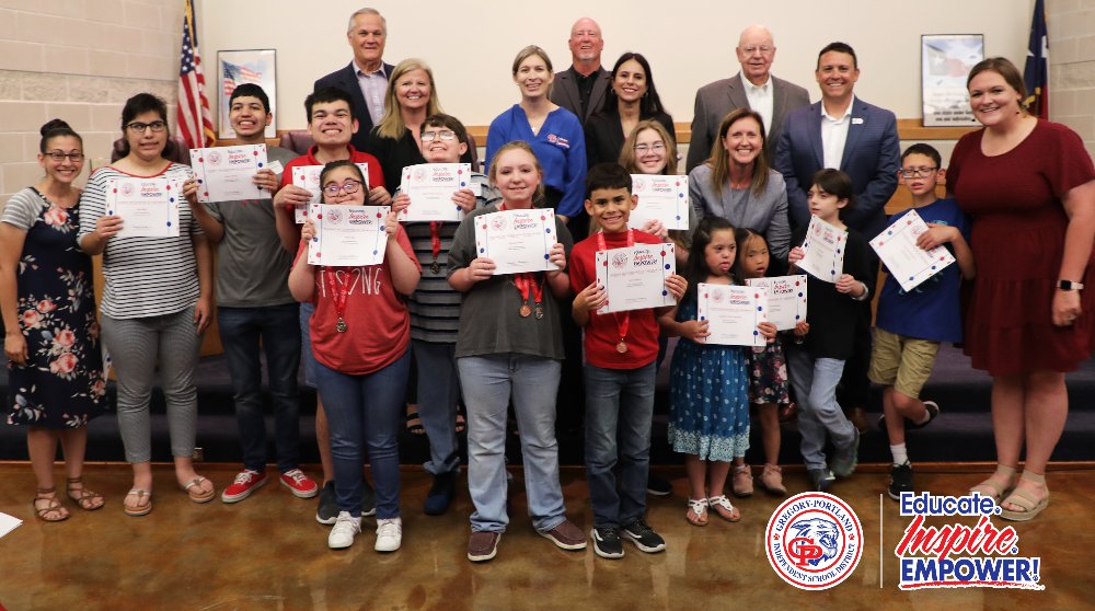 GPISD1's tweet photo. These INCREDIBLE ATHLETES were honored by our School Board last month for their outstanding achievements in Special Olympics, and the many ways they brighten and inspire our lives with a JOY all their own! Help us congratulate these WONDERFUL WILDCATS! #GPpride #GPtogether ❤💙 https://t.co/xwHVwgPzPc