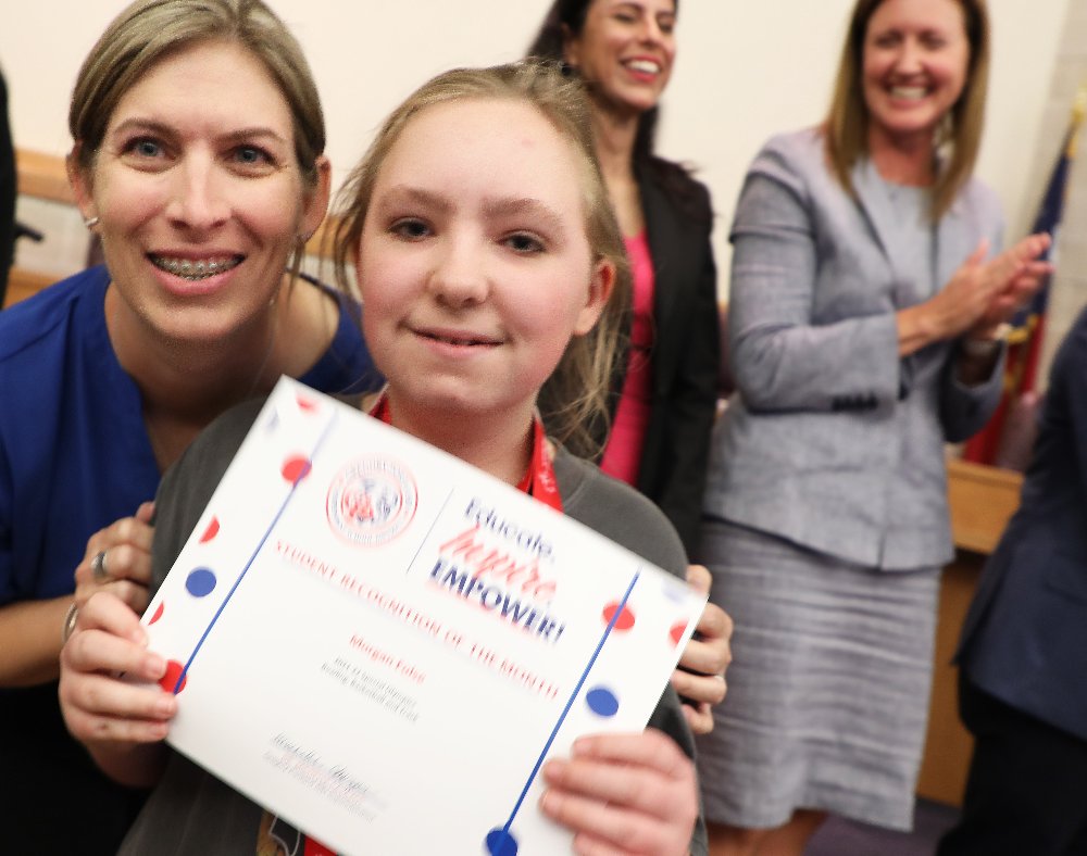 GPISD1's tweet photo. These INCREDIBLE ATHLETES were honored by our School Board last month for their outstanding achievements in Special Olympics, and the many ways they brighten and inspire our lives with a JOY all their own! Help us congratulate these WONDERFUL WILDCATS! #GPpride #GPtogether ❤💙 https://t.co/xwHVwgPzPc